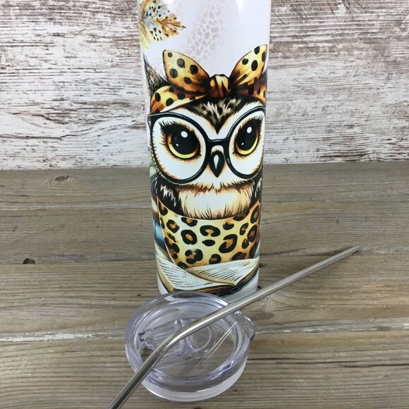 Owl That's What I Do I Read the Books 20 oz Skinny Tumbler - Picture 4 of 4
